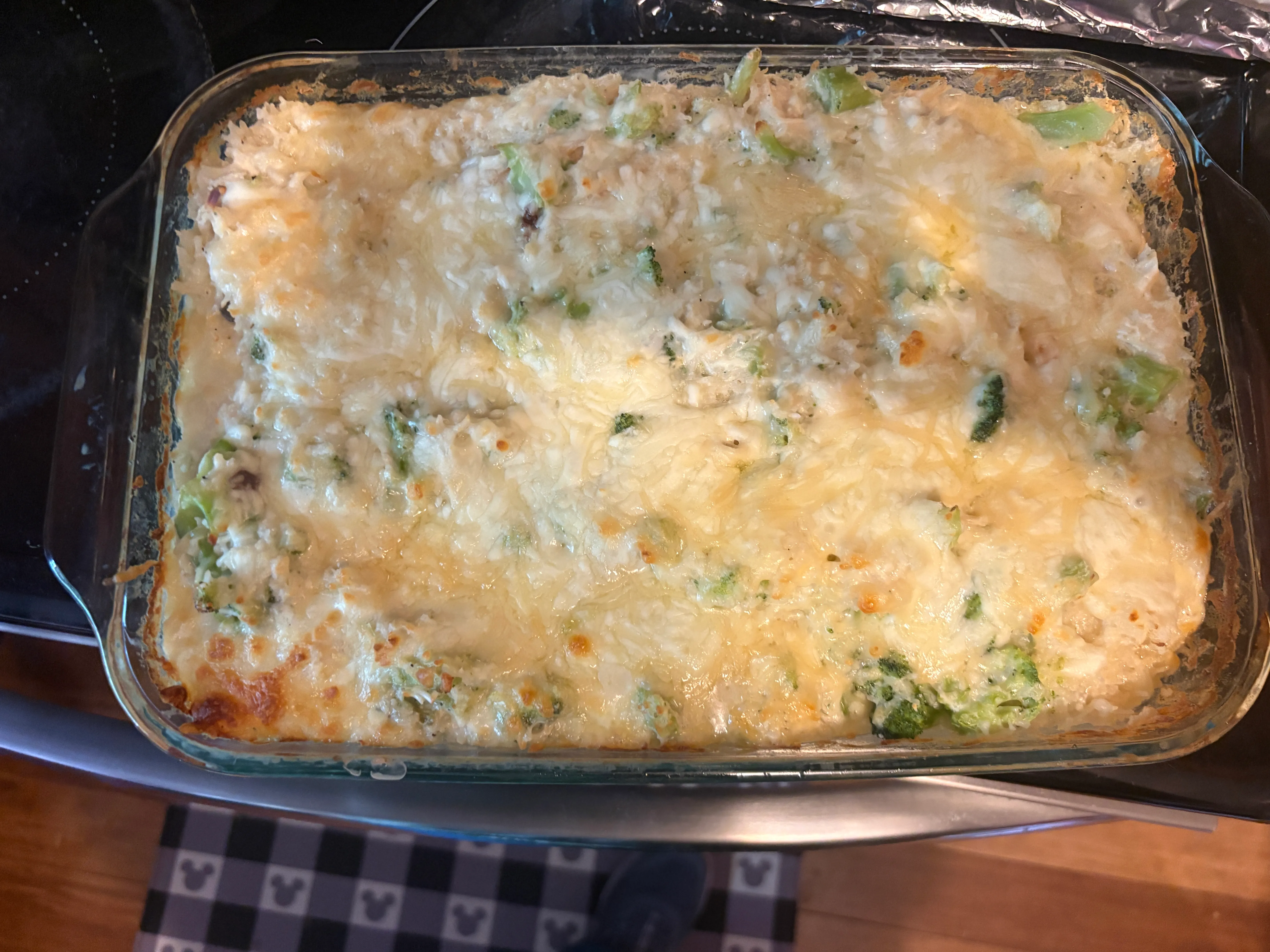 Creamy chicken cheesy rice casserole