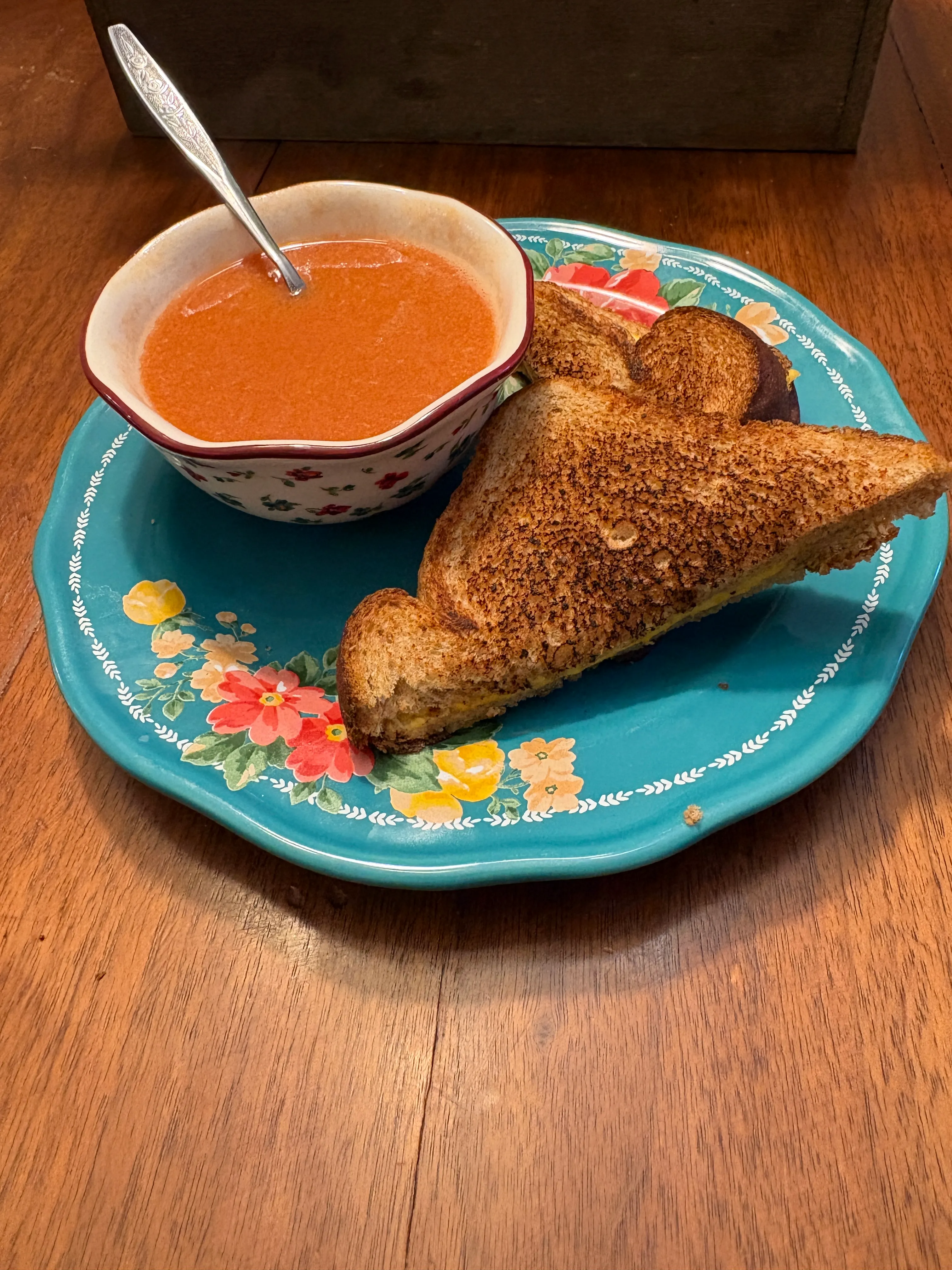 Tomato soup and grilled cheese
